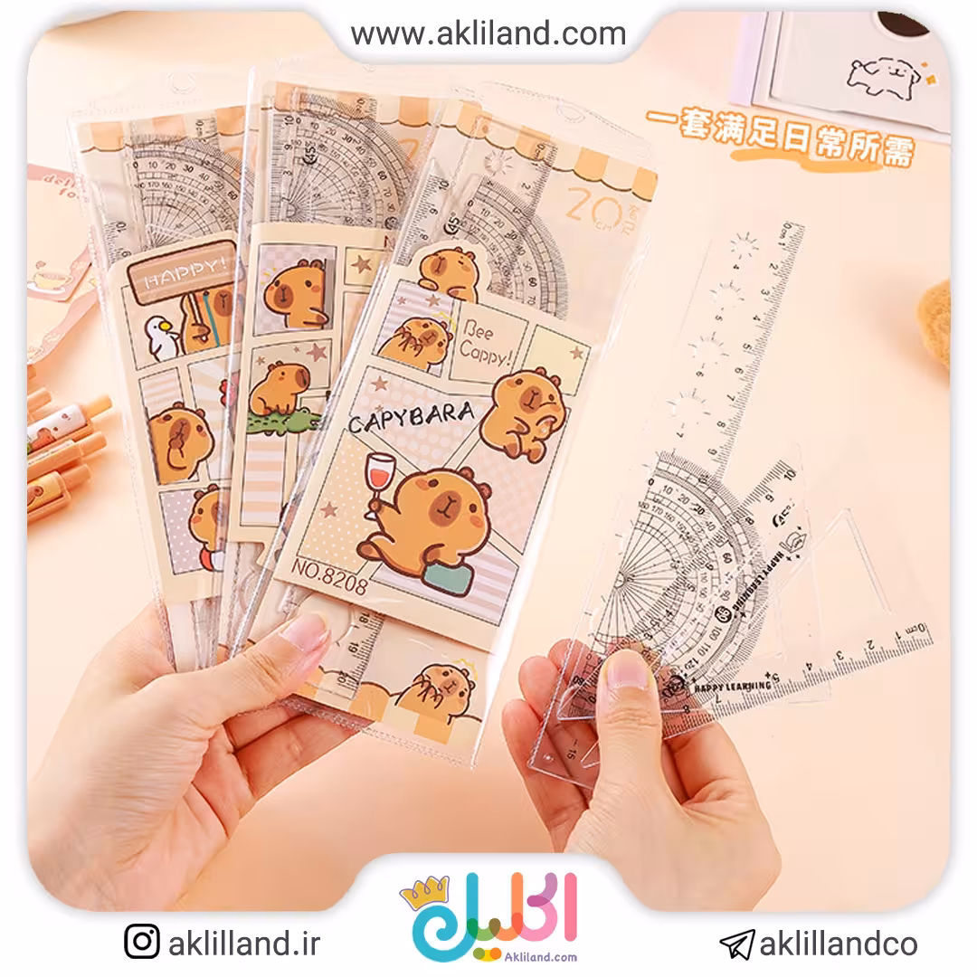 ست خط کش و گونیا کاپی بارا (مدل رندوم)