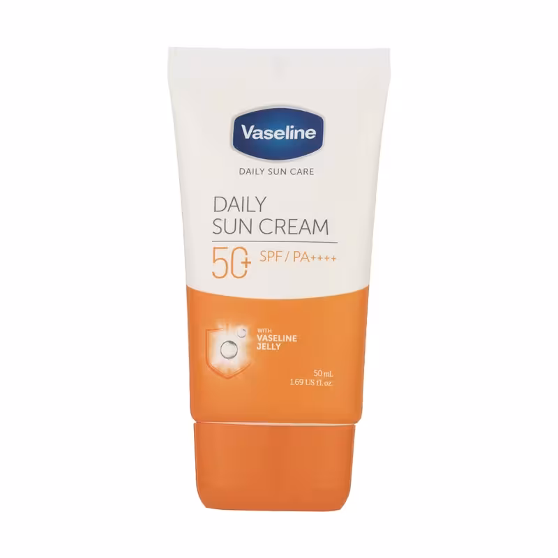 کرم ضدآفتاب بی‌رنگ وازلین  SPF50 مدل دیلی سان مناسب انواع پوست حجم 50ml