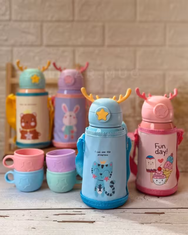 فلاسک 2 درب کودک طرح گوزنی کد 3005