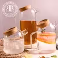 MARKET مارکت پارچ پیرکس  درب چوبی دکمه ای 1200 ML – 7972