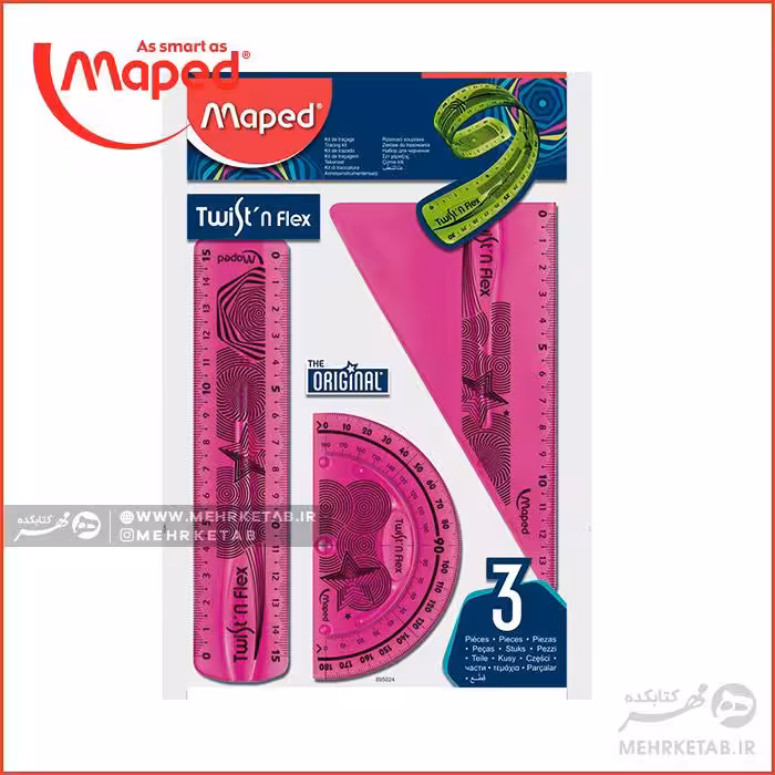 ست خط کش و گونیا و نقاله انعطاف پذیر مپد Maped Twist’n Flex 3PCS