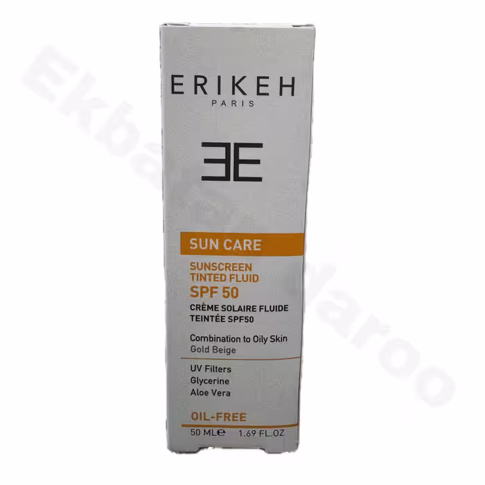 فلوئید ضد آفتاب SPF50 بژ طلایی مناسب پوست چرب و مختلط اریکه ERIKEH SUNSCREEN SPF 50 FLUID FOR COMBINATION TO OILY SKIN