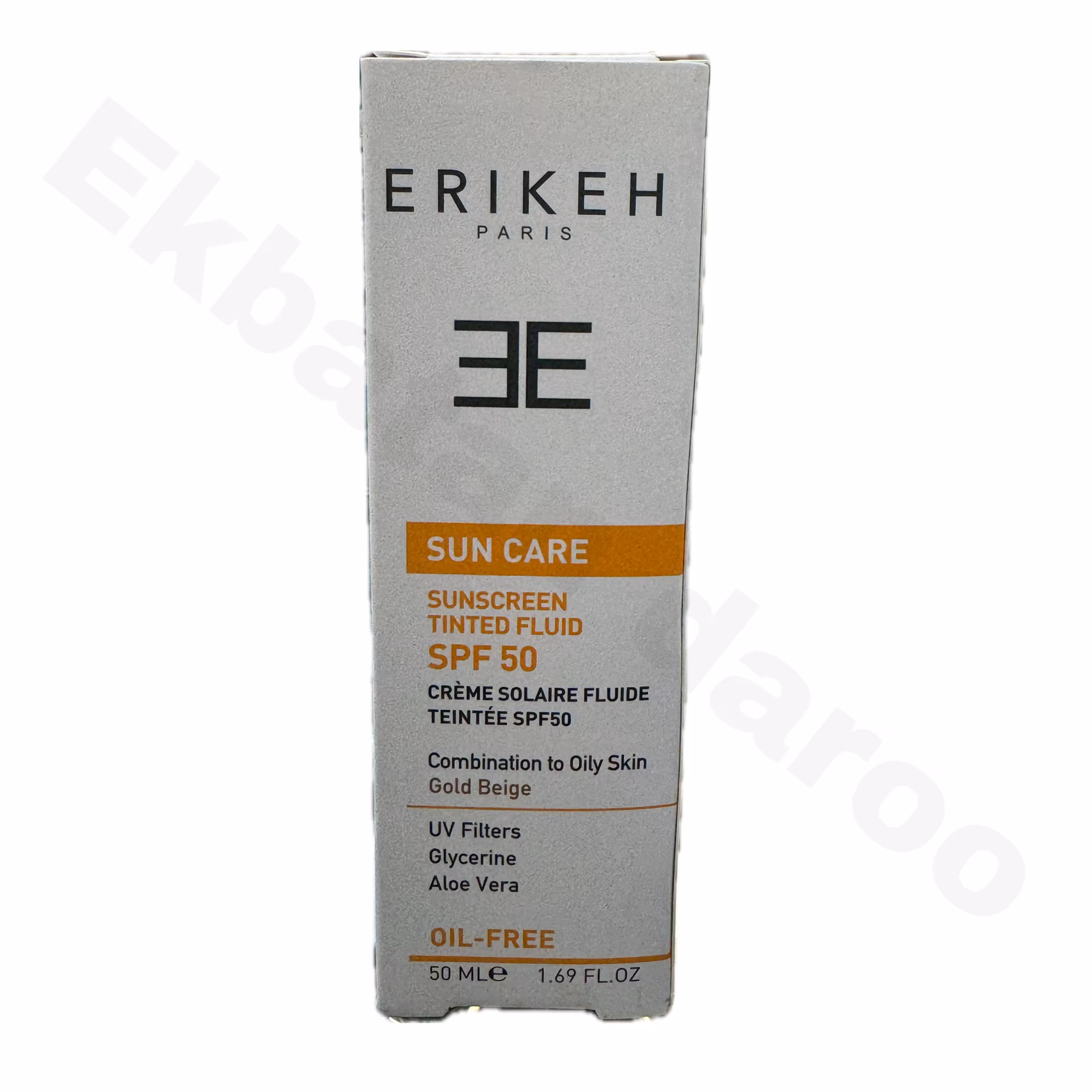 فلوئید ضد آفتاب SPF50 بژ طلایی مناسب پوست چرب و مختلط اریکه ERIKEH SUNSCREEN SPF 50 FLUID FOR COMBINATION TO OILY SKIN