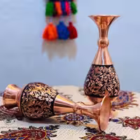 جفت گلدان مسی الماس تراش 25