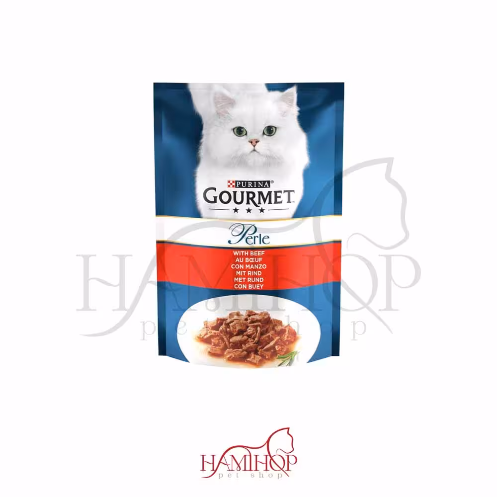 پوچ گربه گورمت طعم گوشت گوساله Purina Gourmet Cat Pouch whit beef وزن85 گرم