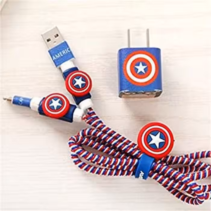 پک محافظ معمولی کابل شارژر مرد آمریکا Captain American Usb Cable Protector