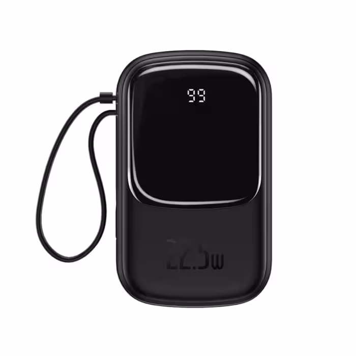 پاور بانک فست شارژ بیسوس Baseus Qpow Digital Display PPQD-I با توان 22.5W و ظرفیت 20000mAh و کابل متصل Type-C