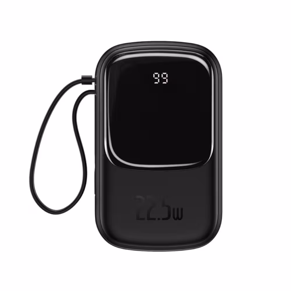 پاور بانک فست شارژ بیسوس Baseus Qpow Digital Display PPQD-I با توان 22.5W و ظرفیت 20000mAh و کابل متصل Type-C