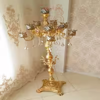 آباژور شاخه کوچک دوگل، 4 شاخه 9 روشنایی، ساخته شده از جنس آلومینیوم با آبکاری برنز