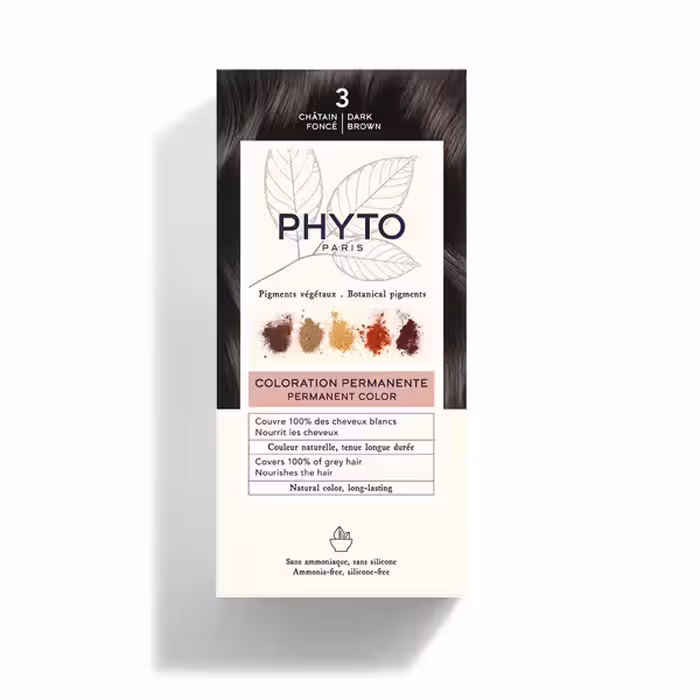 رنگ مو فیتو Phyto قهوه ای تیره 3 بدون آمونیاک 3 Color Dark Brown