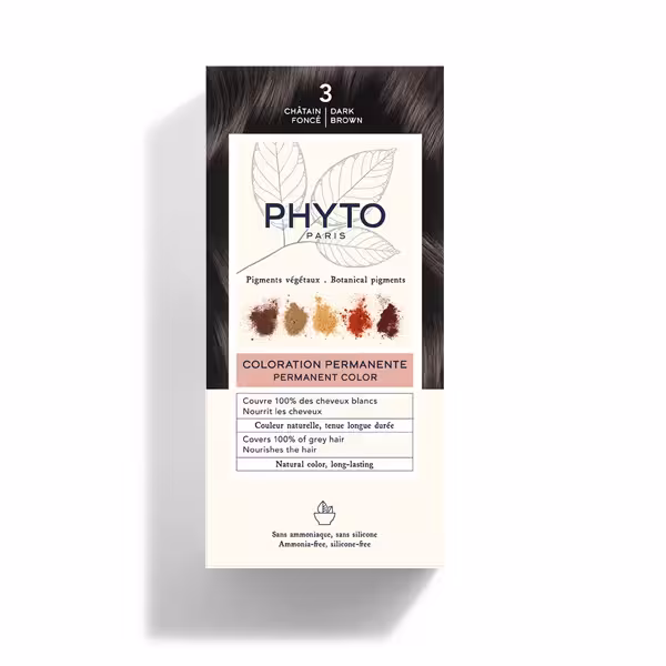 رنگ مو فیتو Phyto قهوه ای تیره 3 بدون آمونیاک 3 Color Dark Brown