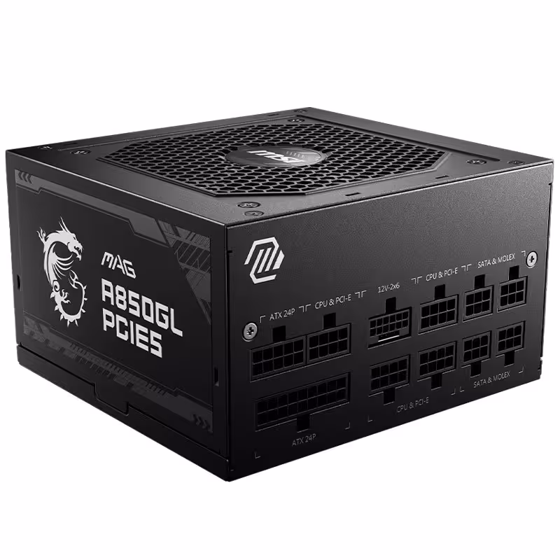 منبع تغذیه کامپیوتر تمام ماژولار ام اس آی مدل MAG A850GL PCIE5 با توان 850 وات