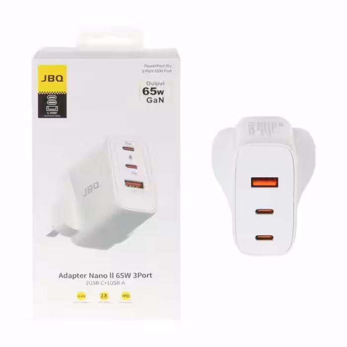 شارژر دیواری 65 وات سه پورت جی بی کیو مدل WC-607