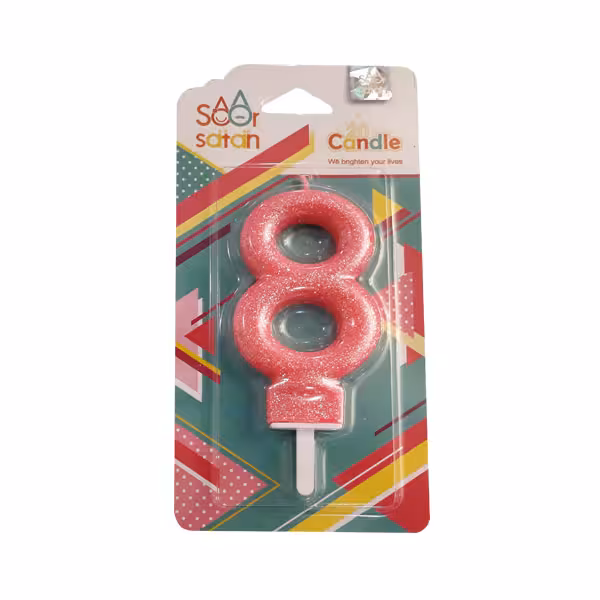 شمع تولد عدد 8 صورتی اکلیلی