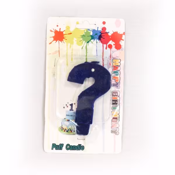 شمع مخملی طرح علامت سوال آبی