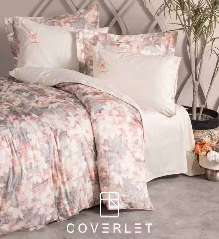 روتختی دونفره گل‌بهی طرح‌دار کاوری مدل Layana