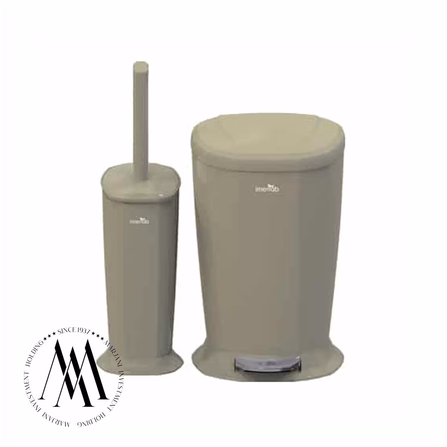 برس توالت و سطل پدالی ایمن آب مدل ورونا (بژ)