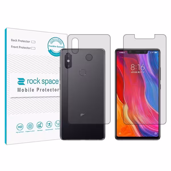 گلس محافظ صفحه نمایش و پشت گوشی شیائومی Mi 8 SE مدل نانو هیدروژل شفاف برند راک اسپیس کد SS