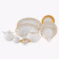 سرویس غذاخوری شهرزاد ژئومتریکال طلایی 108 پارچه چینی زرین