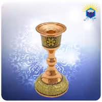 شمعدان متوسط مس و خاتم کاری شالدار