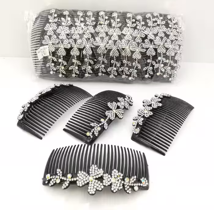 شانه زلفی مشکی نگینی بزرگ