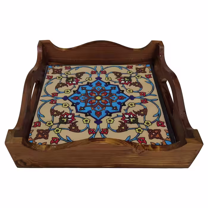 سینی چوبی طرح کاشی