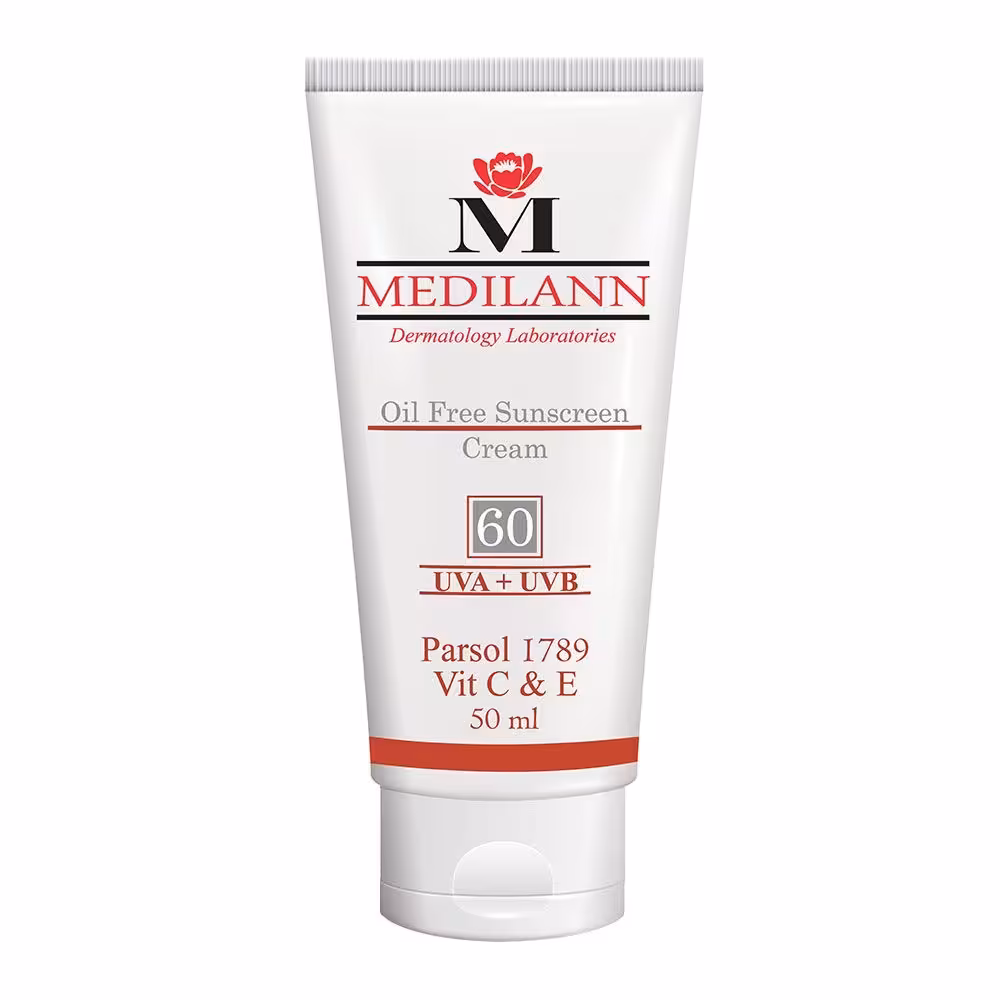 کرم ضد آفتاب رنگی SPF60 مدیلن مناسب پوست های چرب و آکنه ای 50 میل