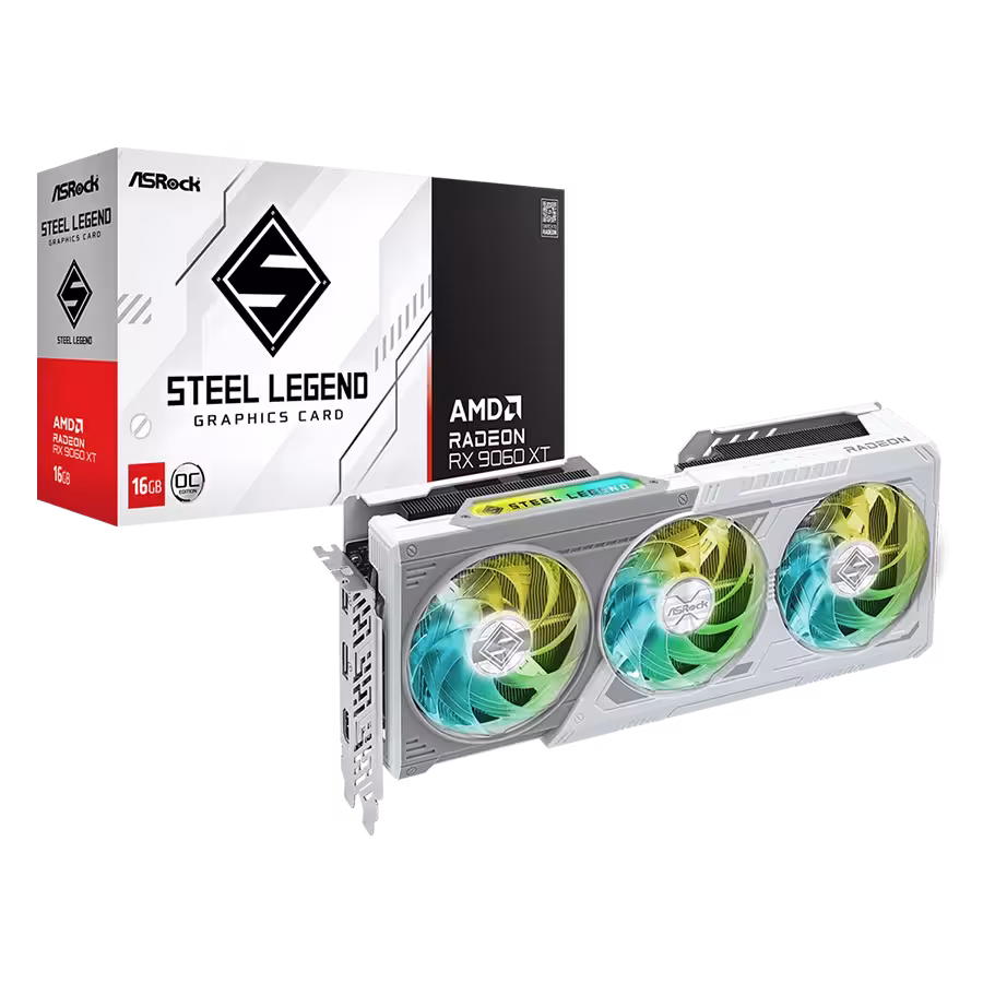 کارت گرافیک ازراک ASRock RX 9060 XT Steel Legend 16GB OC