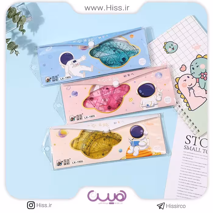 خط کش و گونیا رنگی – مجموعه 4 عددی