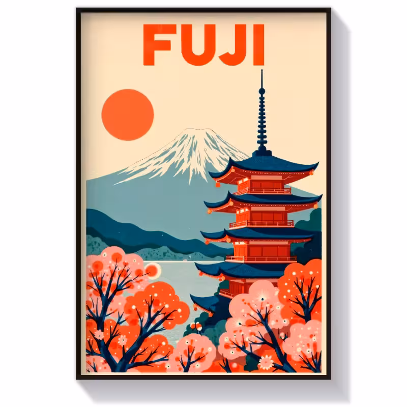 تابلو و پوستر گرافیکی قله فوجی ژاپن