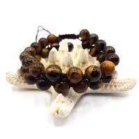 دستبند دو ردیفه سنگ چشم ببر کد 310161