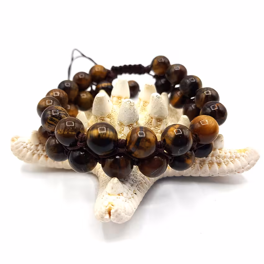 دستبند دو ردیفه سنگ چشم ببر کد 310161