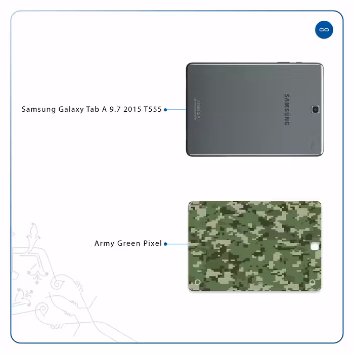 برچسب پوششی ماهوت مدل Army-Green-Pixel مناسب برای تبلت سامسونگ Galaxy Tab A 9.7 2015 T555