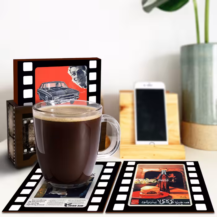 زیر لیوانی لوکسینو مدل تبلیغات قدیمی مجموعه 6 عددی