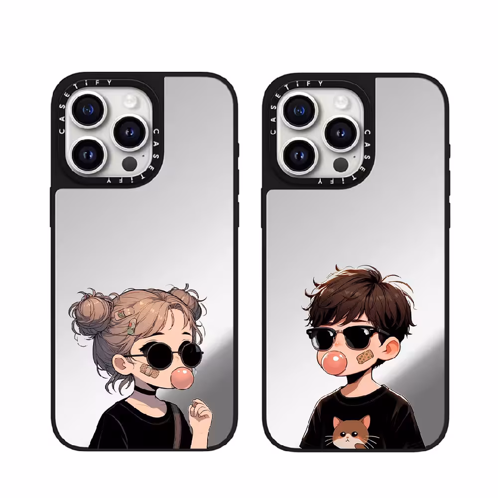 قاب آینه ای چاپی سفارشی (کد 0192) مدل Emo couple - کاپلی برای شیائومی