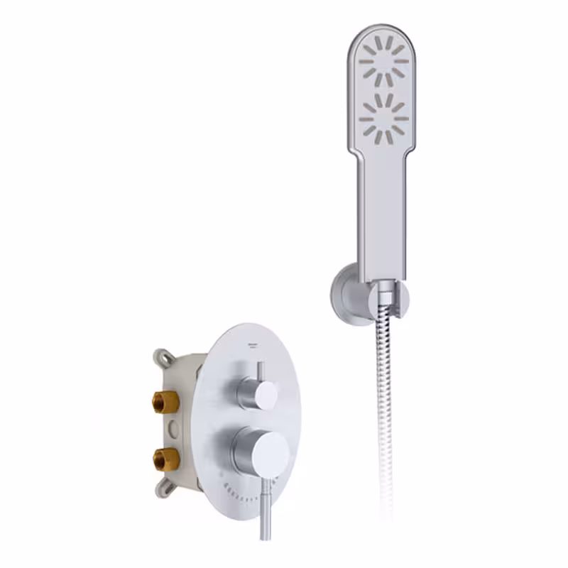 شیر حمام توکار شودر مدل روگن تیپ 2 BRASS کروم مات