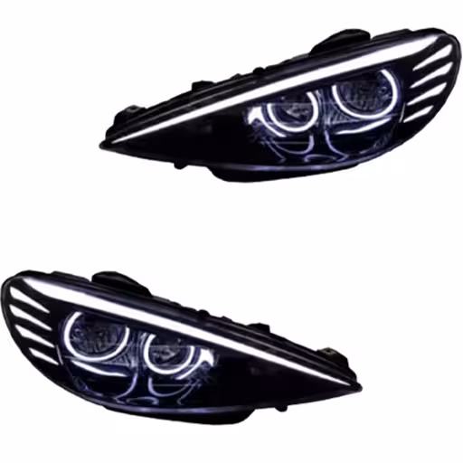 چراغ جلو اسپرت پژو 206 مدل باکستر سفید داخل مشکی بدون موتور دو عددی