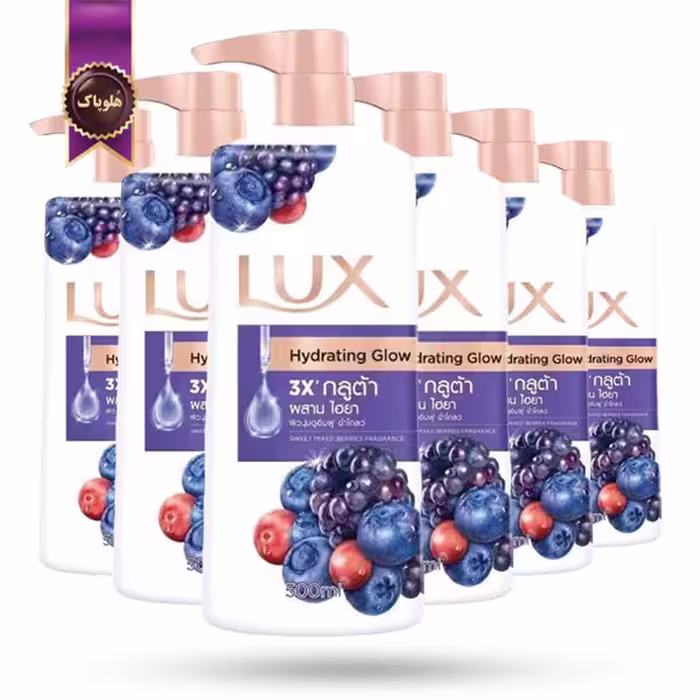6 عدد شامپو بدن آبرسان و روشن کننده میوه های جنگلی لوکس Lux Hydrating Glow حجم 500 میلی لیتر   (اورجینال)