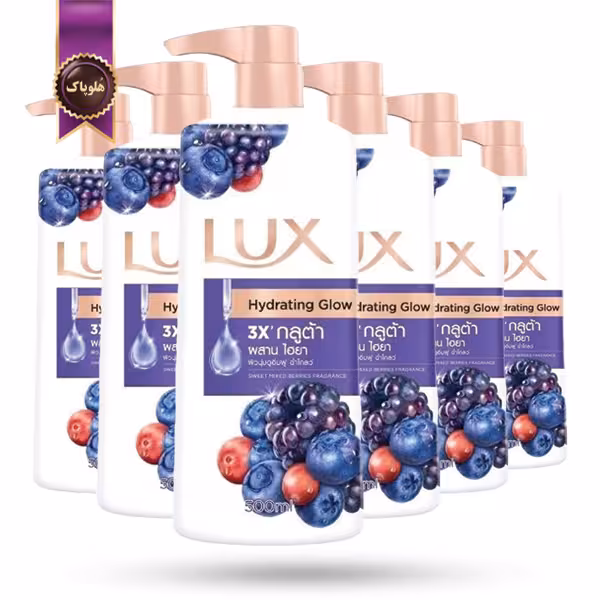 6 عدد شامپو بدن آبرسان و روشن کننده میوه های جنگلی لوکس Lux Hydrating Glow حجم 500 میلی لیتر   (اورجینال)