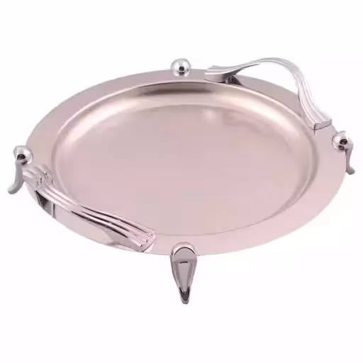 سینی دایره دسته نقره ای Wave ساده پایه دار ریور کد B1437