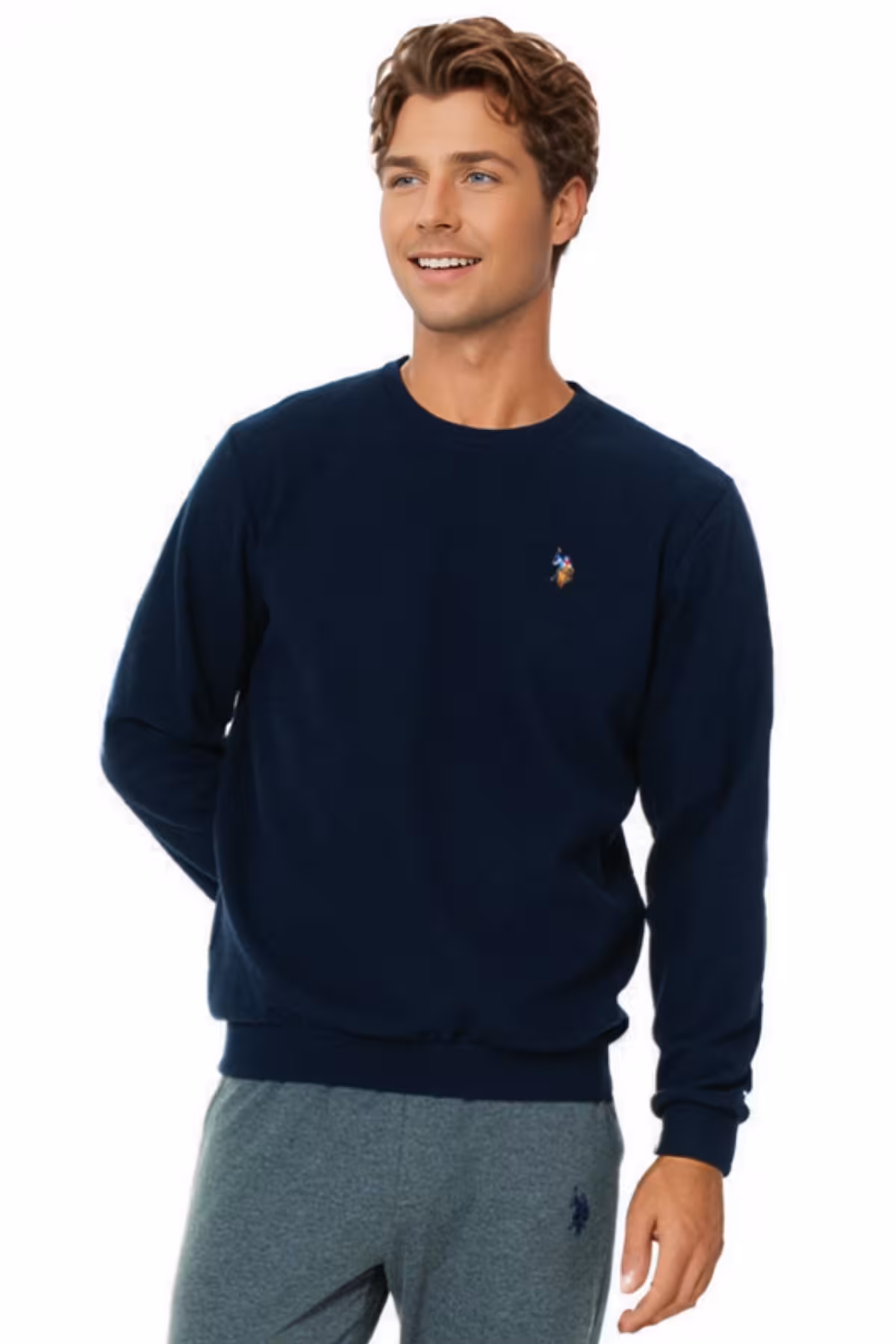 ست پیژامه مردانه مجموعه لباس های 100 ٪ یقه پنبه ای استفاده روزانه و ورزشی آبی دریایی U.S. Polo Assn.