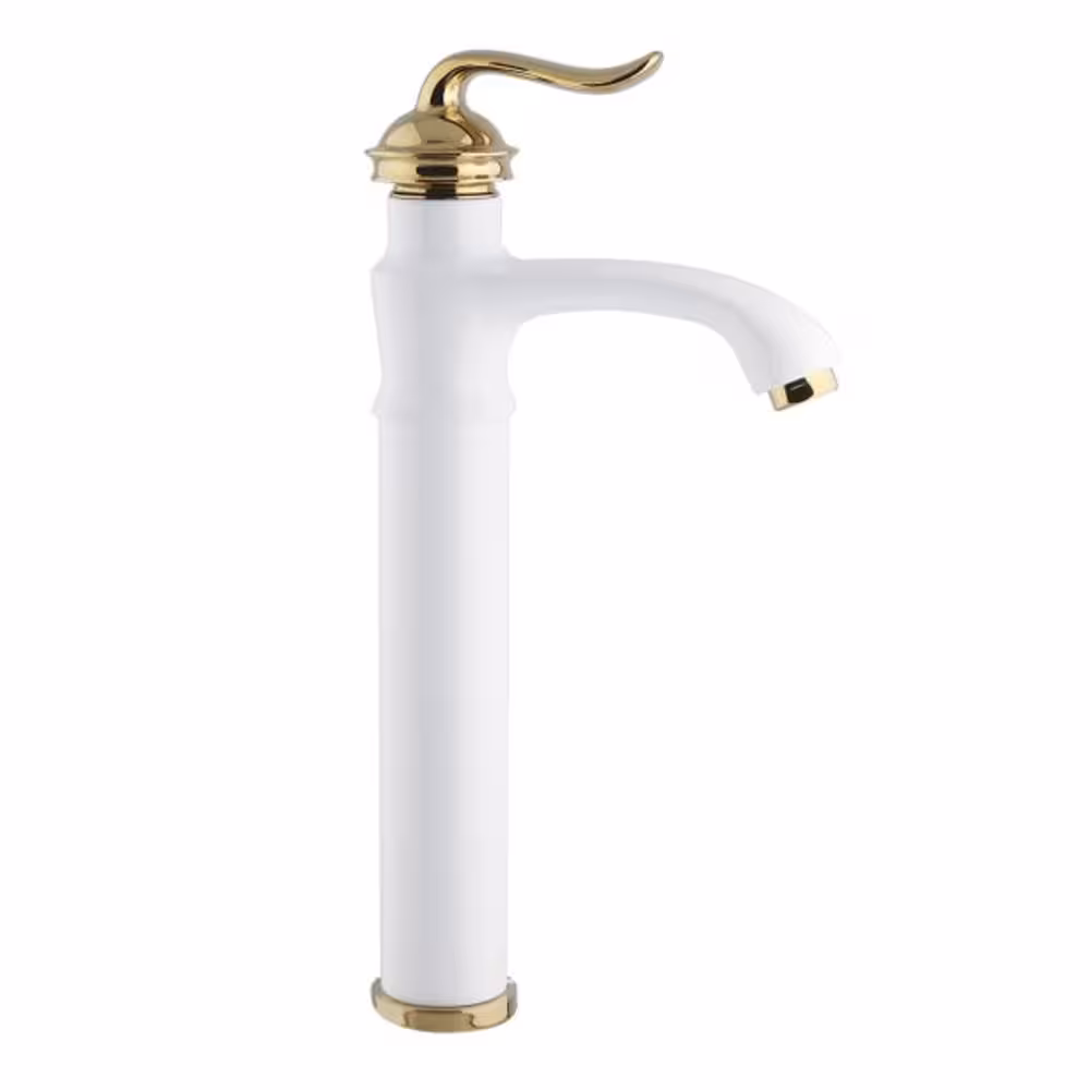 شیر روشویی اوج پایه بلند امپریال سفیدطلا