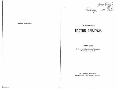 خرید و دانلود نسخه کامل کتاب The Essentials of Factor Analysis