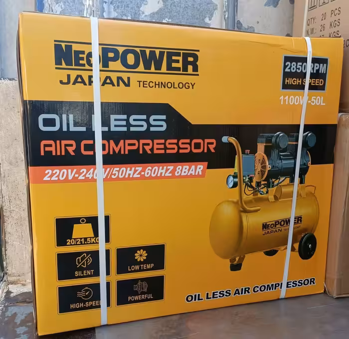 کمپرسور 30 لیتری سایلنت دو سیلندر نیوپاور مدل تکنولوژی ژاپن مدل 1100V