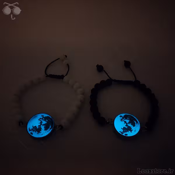 دستبند ماه شب تاب مهره ای (آبی شو)