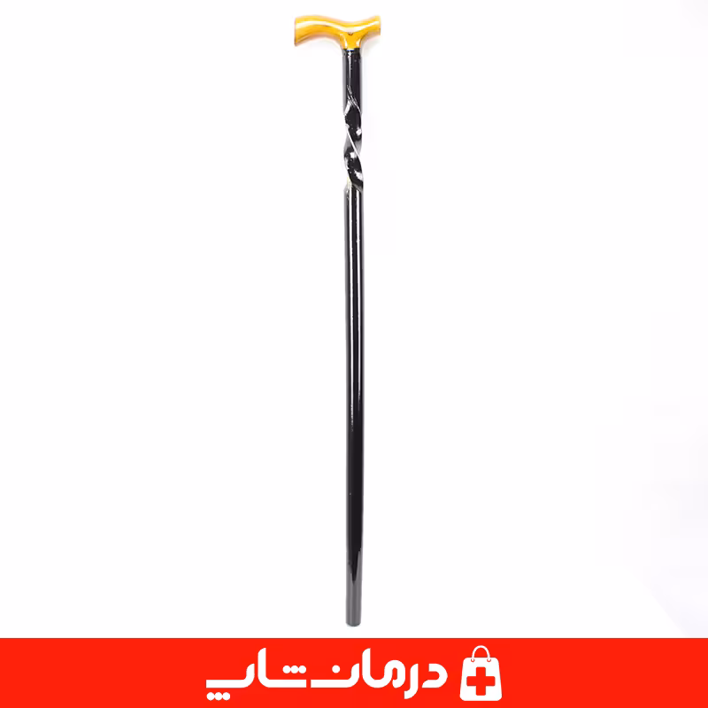 خرید عصای چوبی مدل مارپیچ رنگ مشکی محکم وسبک