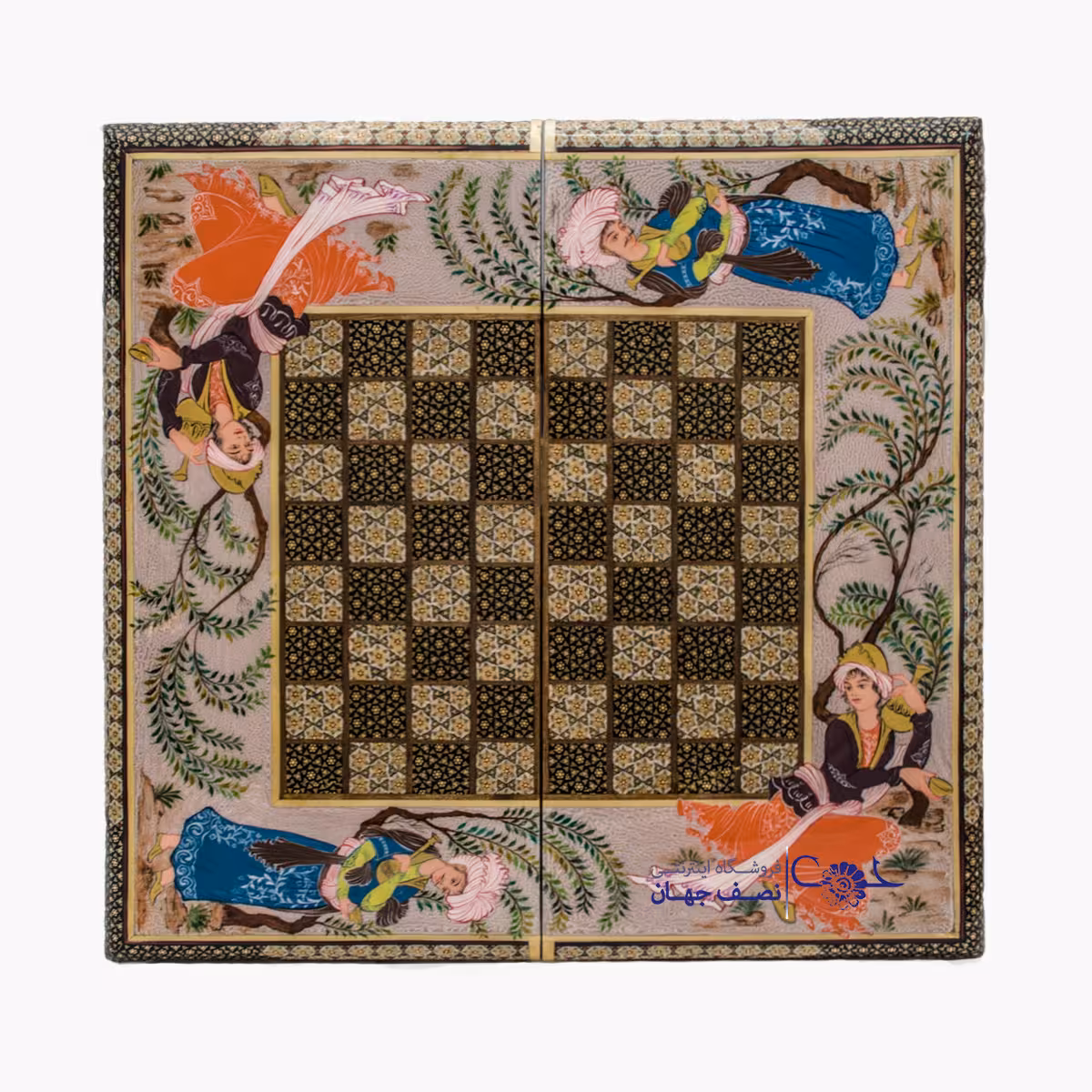 تخته نرد و شطرنج خاتم صدفی مینیاتور