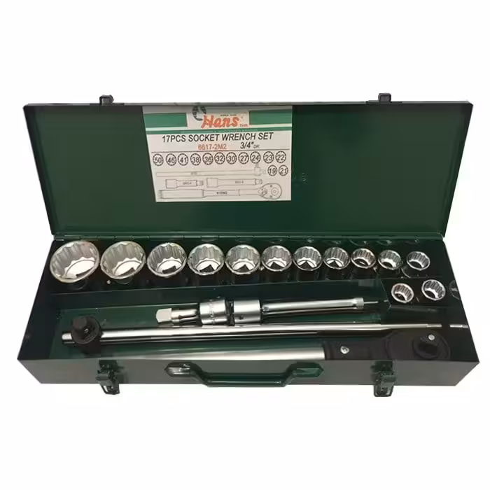 جعبه بکس 3/4 اینچ 17 پارچه هنس 12 پر مدل 6617-2M2 تایوان HANS