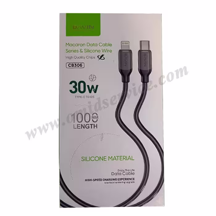 کابل شارژ تایپ سی به لایتنینگ آيفون برند BAVIN 30W مدل CB306