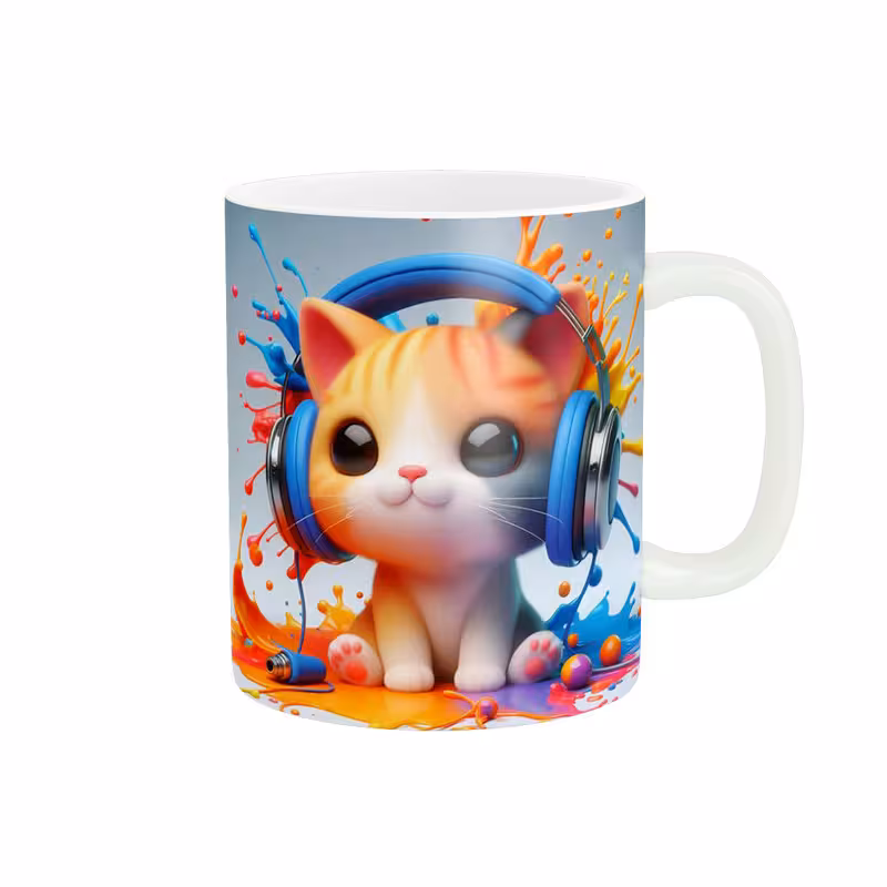 خرید ماگ-لیوان   گربه کارتونی  هدفون کد 1242